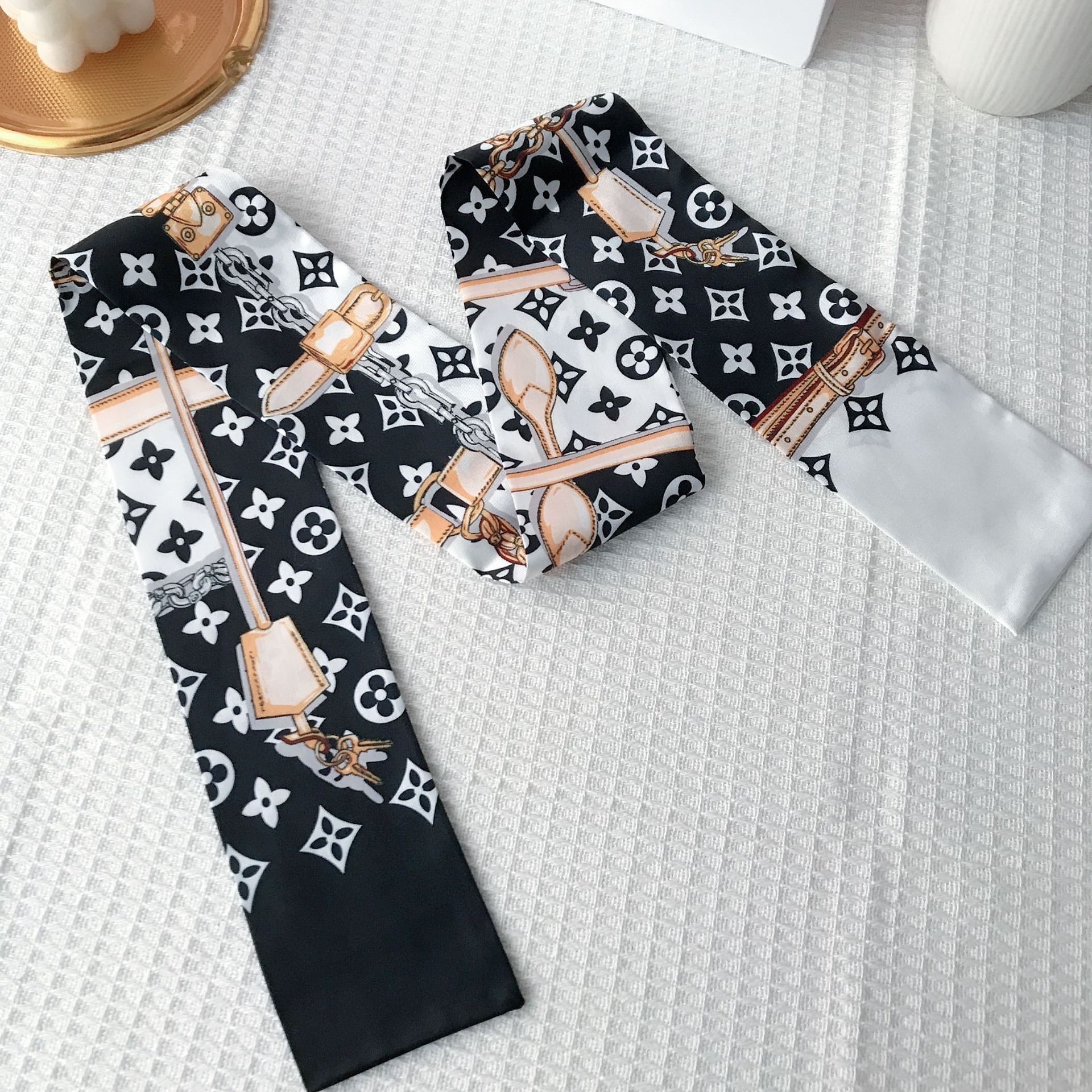 Brand Design Flowers Women Scarf Luxury Silk Scarf Fashion Hair Designer Scarf Headband Skinny Bag Scarves Neckerchief 8x120cm