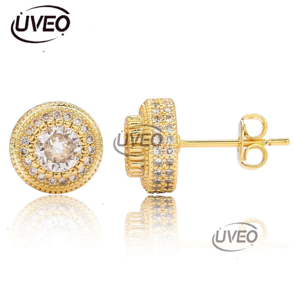 Luxury by tester round ice out VVS Moissanite rose gold hip hop earrings for men and women Free delivery