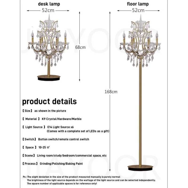 Luxury Crystal Floor Lamp Living Room Bedroom Bedside Lamp European Decorative Table Light Retro Lights Shiny Lamp LED Lighting M251119
