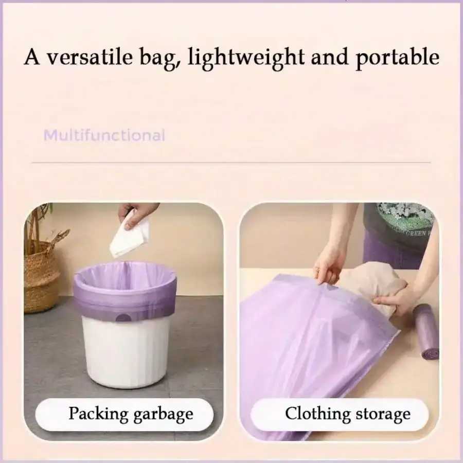 100pcs Household Portable Trash Drawstring Bags Party Purple Trash Bags C251119