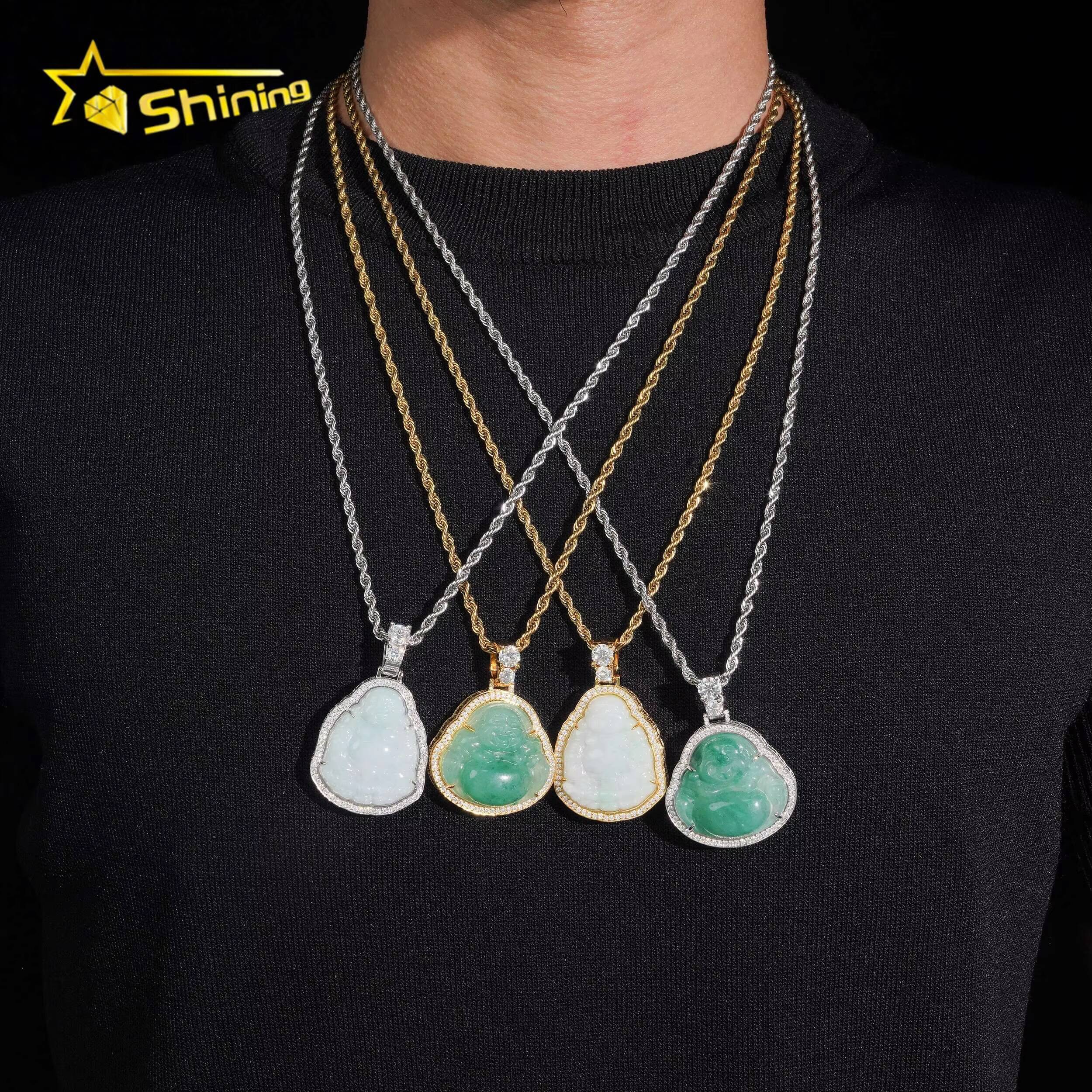 Hot Selling Jade Pendant Collection Hip Hop Pass Diamond Tester 925 Silver Iced Out Moisaanite Buddha Pendant