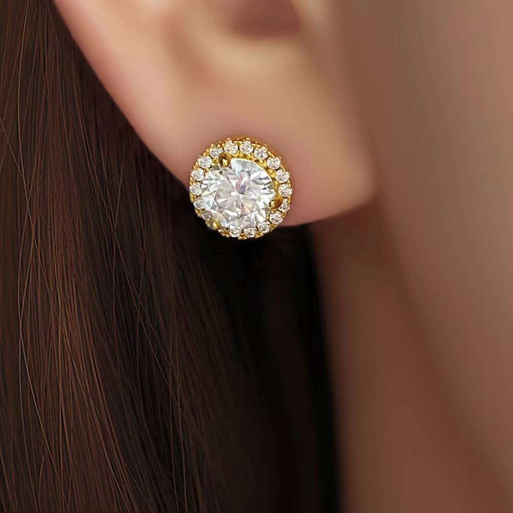 Vvs 88mm Moissanite Diamond Wedding Stud Earrings Screw Back Post for Women and Men