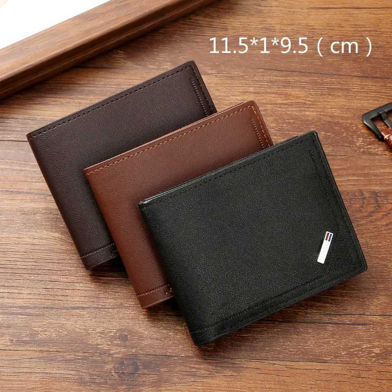 Thin Mens Wallet Horizontal Short Bifold Large Capacity Card Holder Slim Minimalist Business Wallet for Men Youth FashionT251119