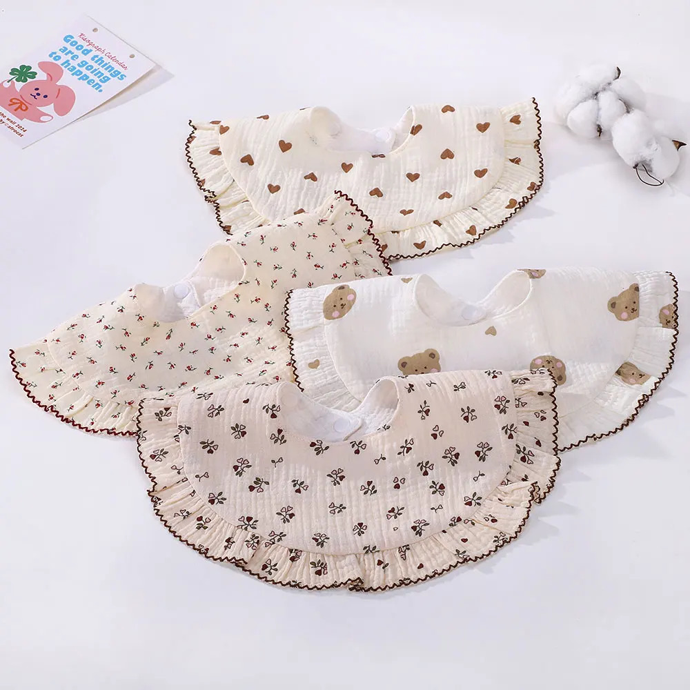 Ins style simple cotton baby bib born print soft Saliva towel feeding Burp fabric accessories 250414z