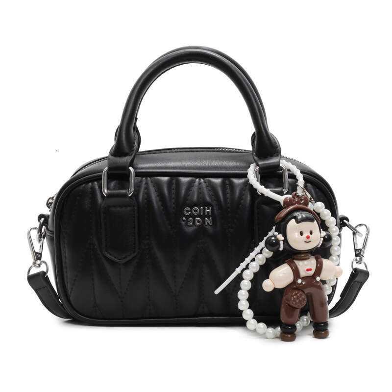 2025 new letter Korean version milk cute color series fashionable pleated diamond grid hand-held small square versatile shoulder bag
