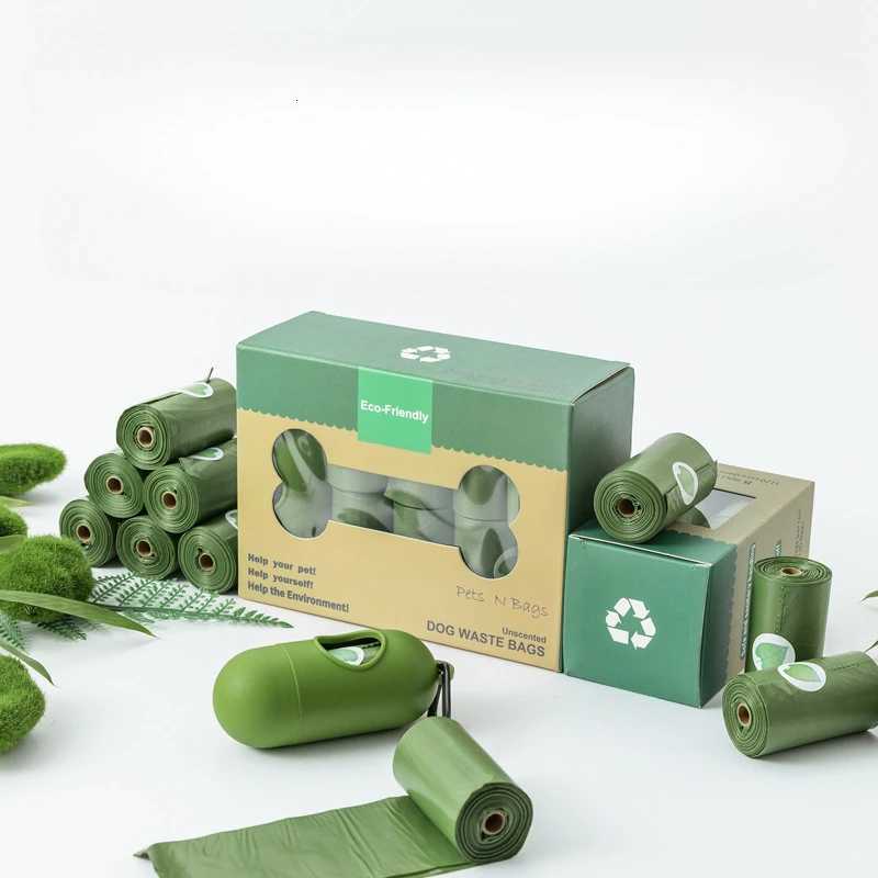 Rolls Pet Dog Poop Bags Biodegradable Compostable Eco Friendly Dog Waste Bags Dispenser Outdoor Degradable Dog Excrement Bags C251119