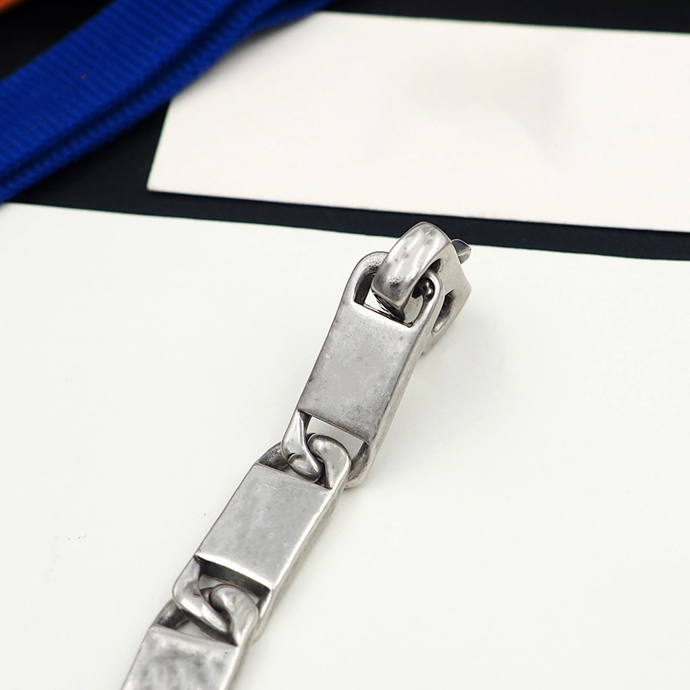 Vintage Silver-Tone Engraved Link Bracelet with Retro Letter & Star Motifs H