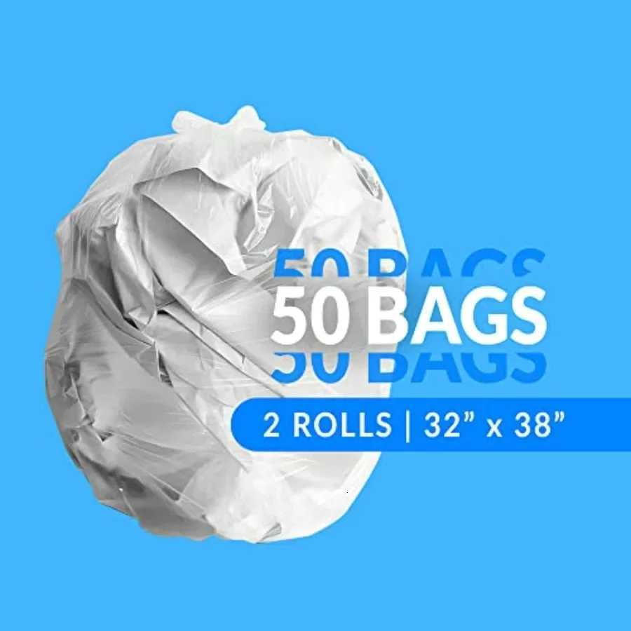 SuperValue 33 Gallon Trash Bags 50 Count Made in USA Heavy Duty Clear MultiUse Garbage Bags for Household Waste Disposal Large C251119