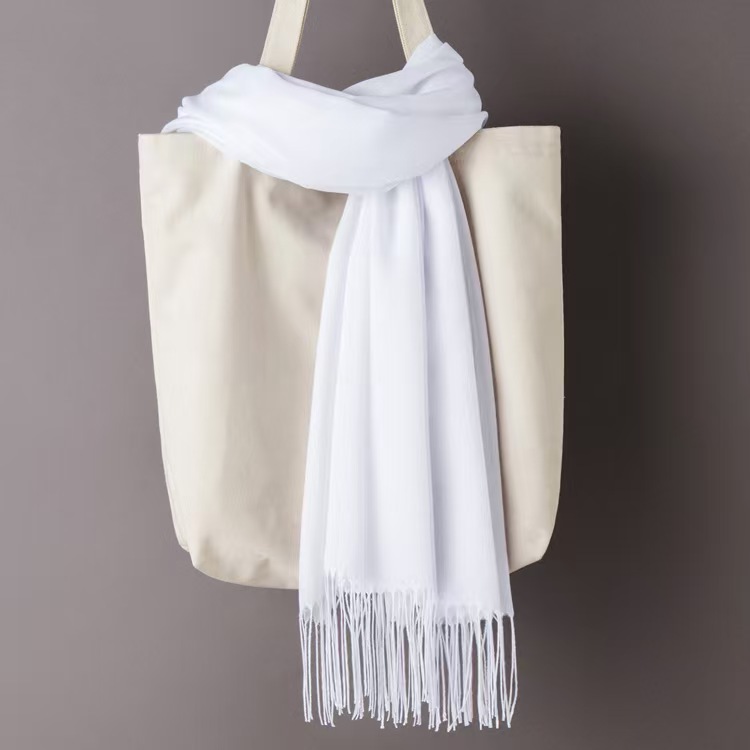 K439 Cross-border autumn and winter thin imitation cashmere solid color scarf for women couples long warm neck scarf with tassel shawl