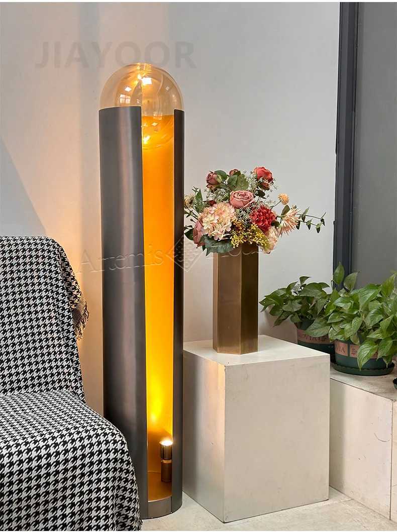 Luxury Floor Lamp Black Iron LED Nordic Living Room Hotel Bedside Floor Light Home Art Decor Standing Light Minimalist Desk Lamp M251119