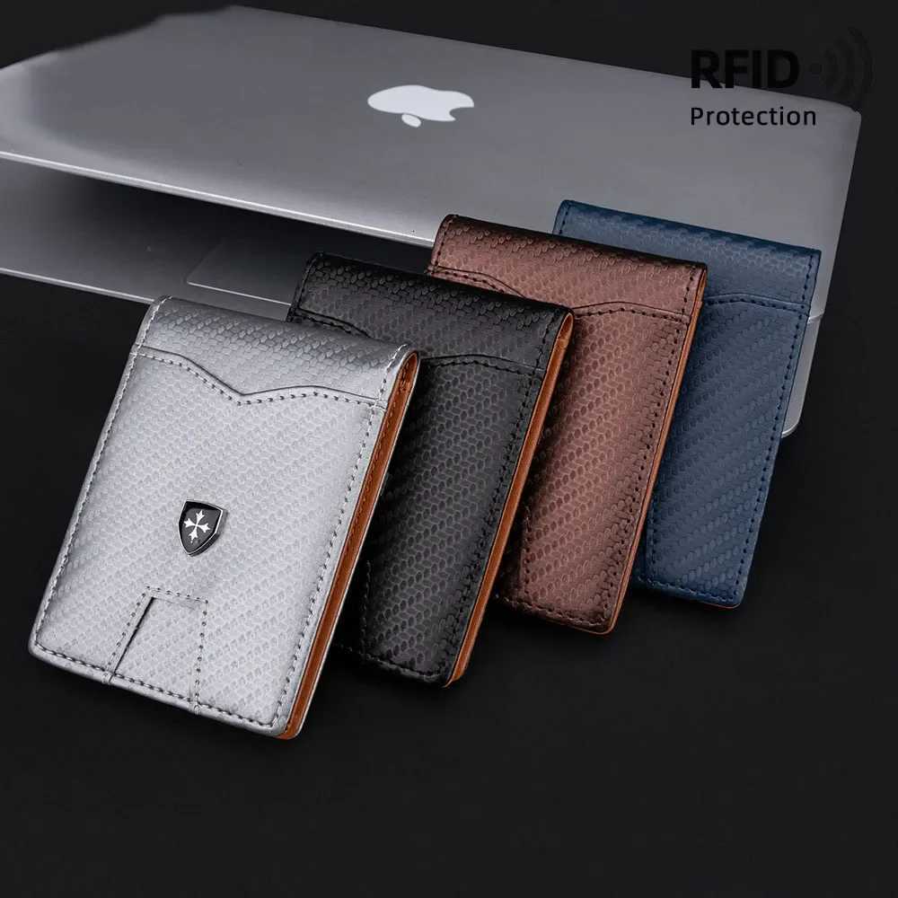 Minimalist Wallet RFID Anti-theft Antimagnetic Brush Double Fold Cross Front Pocket Portable Card Holder Multifunctional WalletT251119