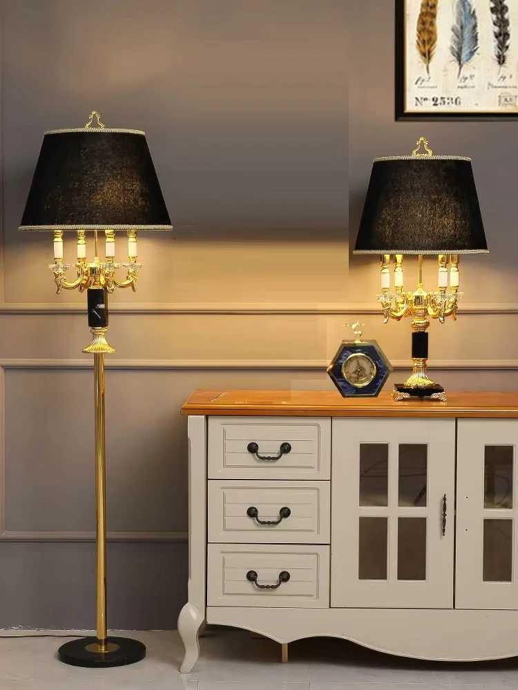 European Floor Lamp Luxury Lamp High-End Retro Villa Living Room Bedroom Decoration Black Crystal Upright Desk Lamp Bedside Lamp M251119