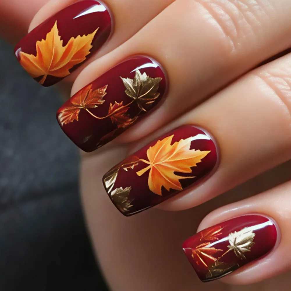 24Pcs Mid-length Square Head Press on False Nails with Golden Butterfly Full Cover Nails Tips with Jelly Glue Wearable Fake NailT251118T251119