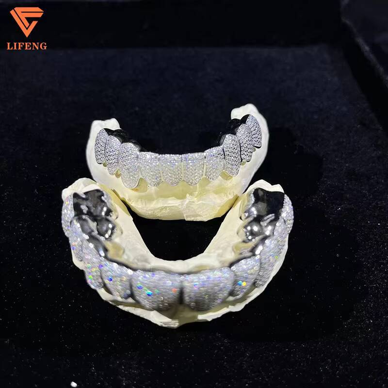 Luxury Custom Jewelry Top 10 Bottom 10 Fully Iced VVS Moissanite Diamond Cut Pendant With Pass Diamond Tester and Mouth Guard