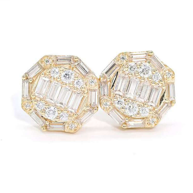 10K 14K Studs Real Gra Certified Long Baguette Cut Vvs Moissanite Gold Earrings