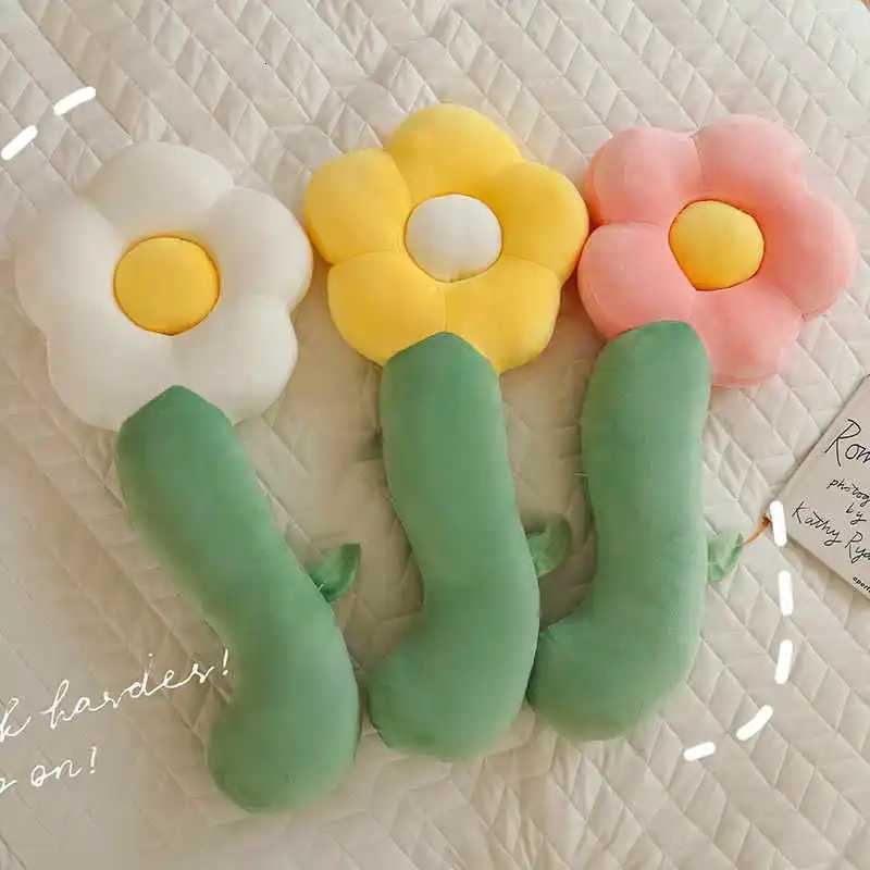 Long Flower Plush Body Cute Large Plush Cushion Soft Flower Decorative Stuffed Body Sleeping Back Cushion DecorM251119