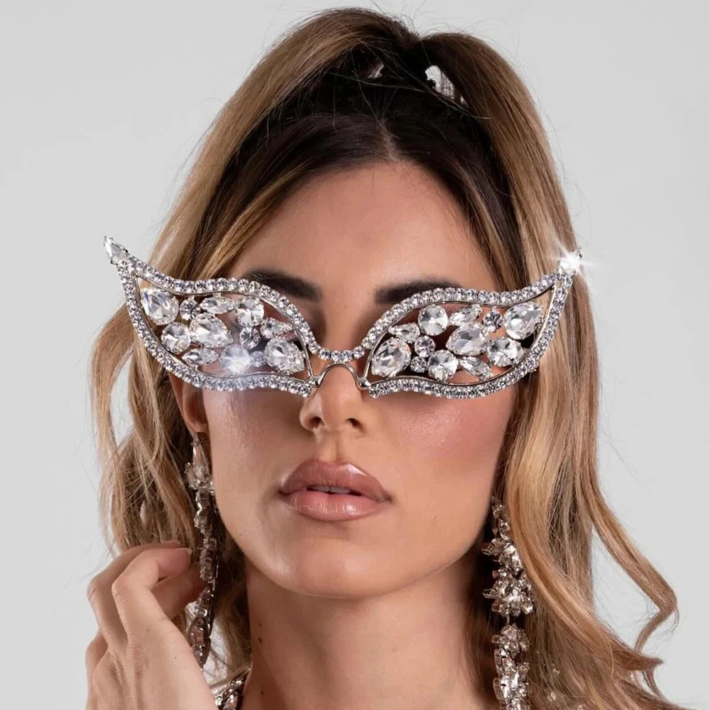 Bling Crystal Geometric Sunglasses Frame for Women Party Jewelry 2024 Ins Fashion Rhinestone Face Accessories Bridal Gifts 251113