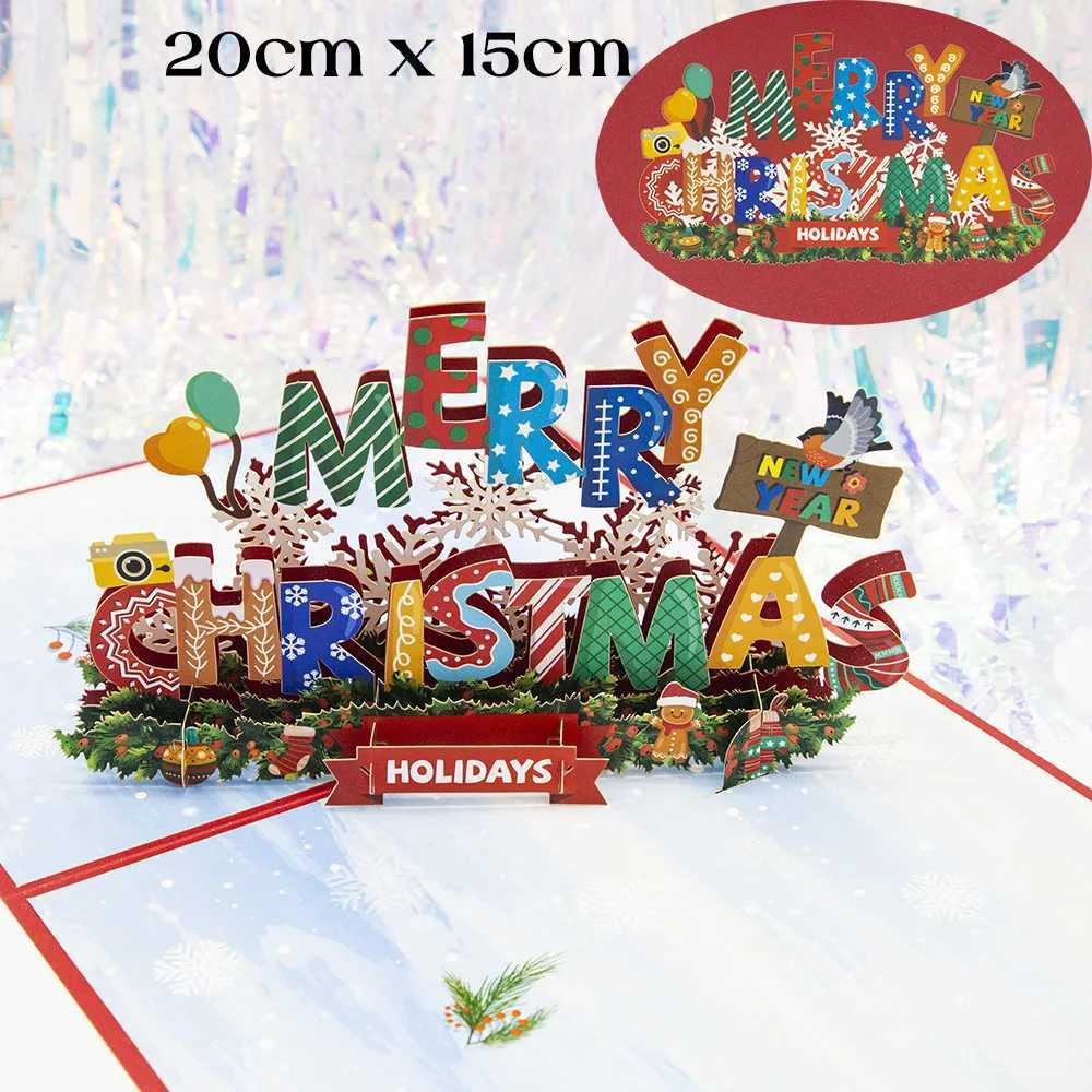 New 3D Pop UP Christmas Cards Santa Invitation Greeting Card Party Children Gifts New Year Thank You Card Holiday Gift Postcard G251119