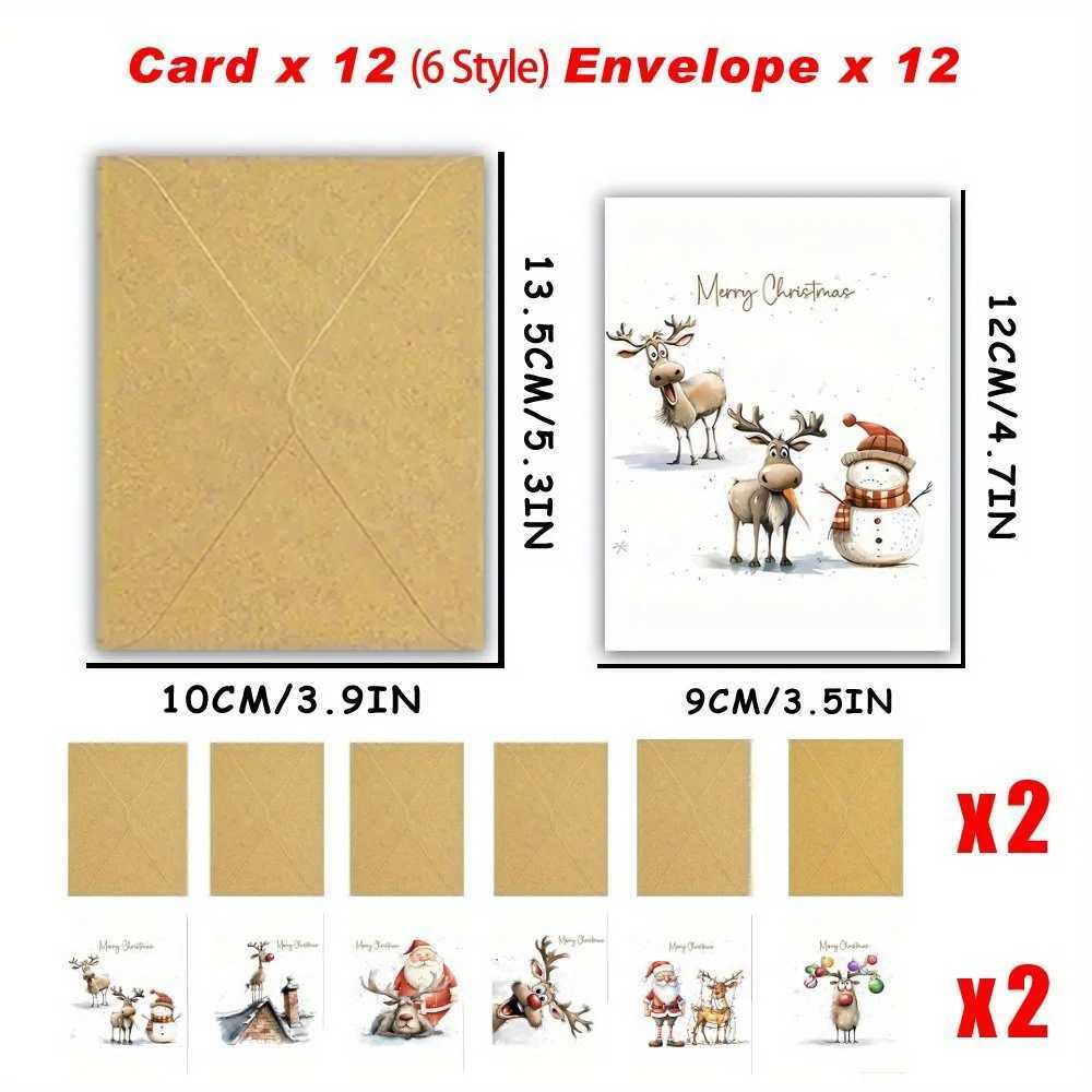 24Pcs WhimsyWorks Christmas Greeting Cards with Envelopes Festive Designs Blank Inside for Office Parties Family Friends G251119