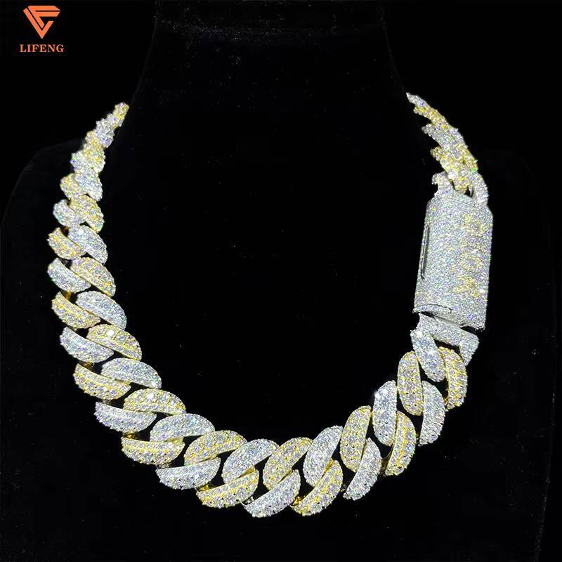 Hiphop Mossanite 925 Silver 20mm Iced Out Cuban Link Chain Men Full Diamond Vvs Moissanite 18K Gold Plated Necklace Cubans