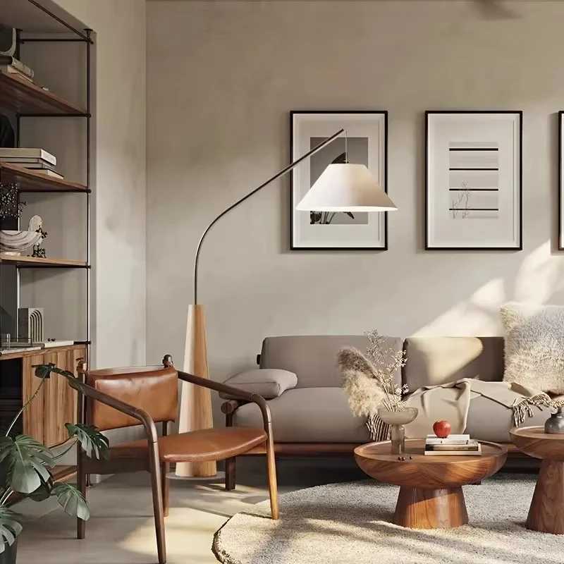 Modern Minimalist Walnut Fishing Floor Lamp Living Room Bedroom Bedside Lamp Study Art Home Decoration Led Floor Lights M251119