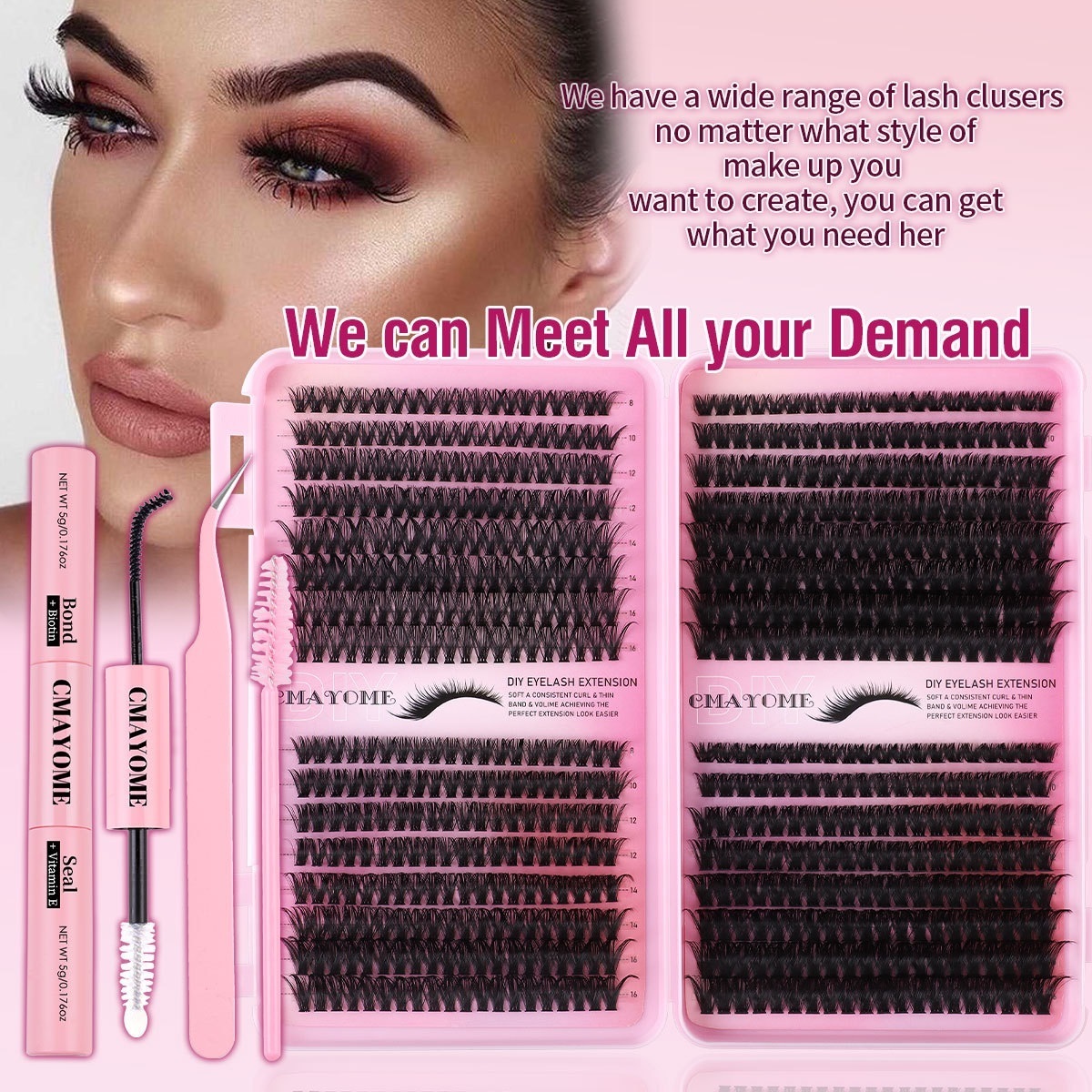 640Pcs DIY Cluster Lashes Kit Soft Lightweight Thick Fluffy DIY Individual Eyelashes Extensions D Curled Grafted Lashes Handmade Cluster Segmented Eye