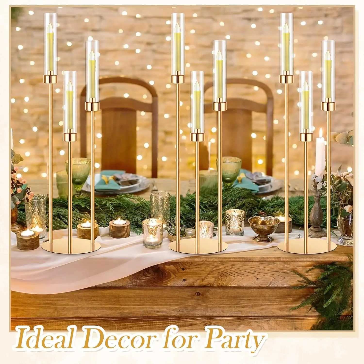 8 Set 3 Arm Candelabra Centerpiece 338 Inch Candelabra Candle Holder Metal Floor Pillar Candlesticks Gold Candelabra Centerpie G251119