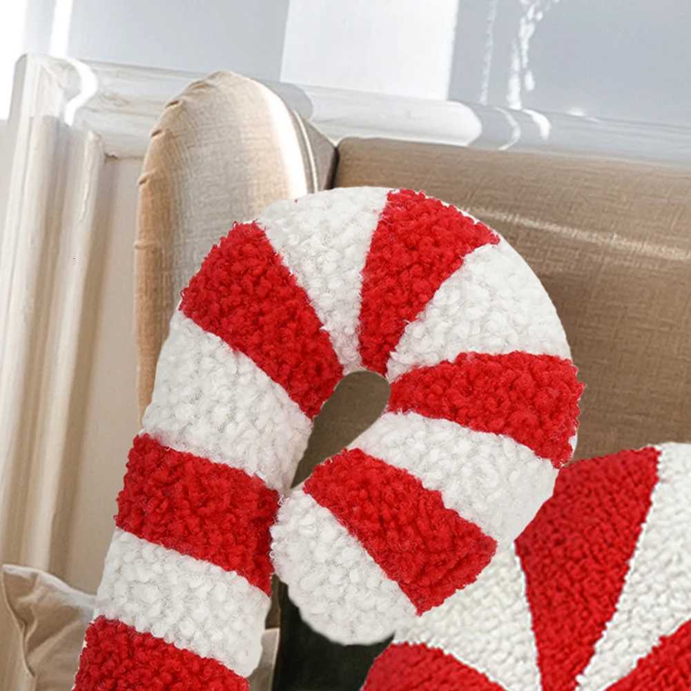 14 Inch Christmas Candy Cane for Sofa Bed Throw Soft Fluffy Lollipop Plush for Xmas Holiday DecorationM251119