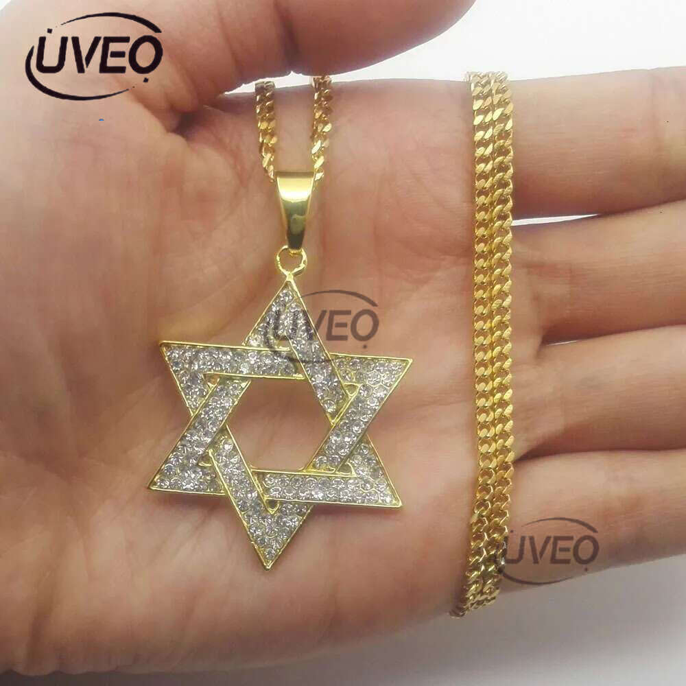 cuban Moissanite pendant necklace pass GRA certified Rhie Star of David Pendant Necklace Hip Hop Jewelry sier