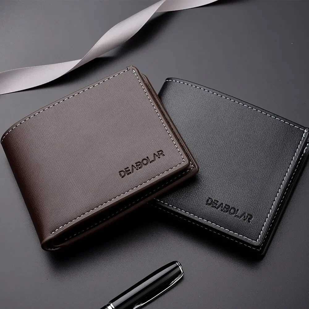 Leather Men Short Wallet Thin Style Folding Young Men Credit Card Holder WalletT251119