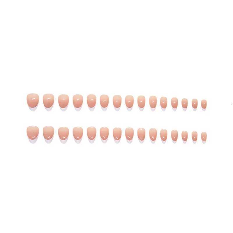 30 Pcs Ready-made Artificial False Nails Holiday Glued Fake Nails Set White French Medium Short Almonds Press on Nails for WomenT251118T251119