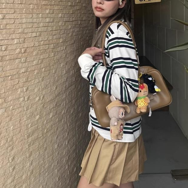 Women's T Shirts Fashion Stripe T-shirt Casual Long Sleeve Female All Match Polo Shirt 2025 Spring Ladies Loose Tops High Street TUES