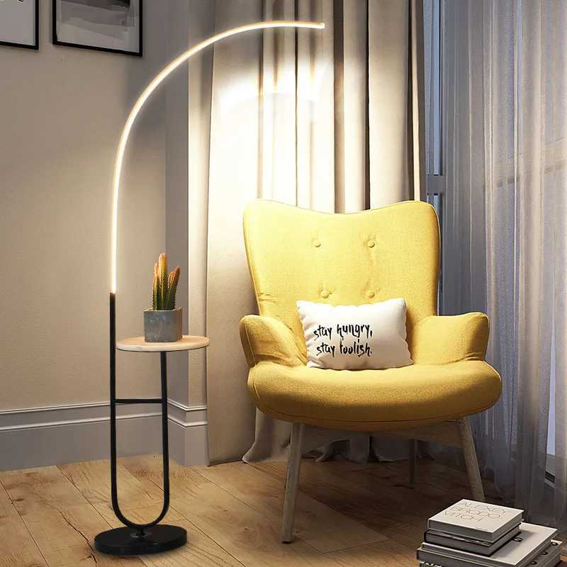 Nordic Living Room Floor Lamp Sofa Side Standing Lamp Simple Shelf Lamp Bedroom Bedside Lamp Study Fishing Light LED M251119