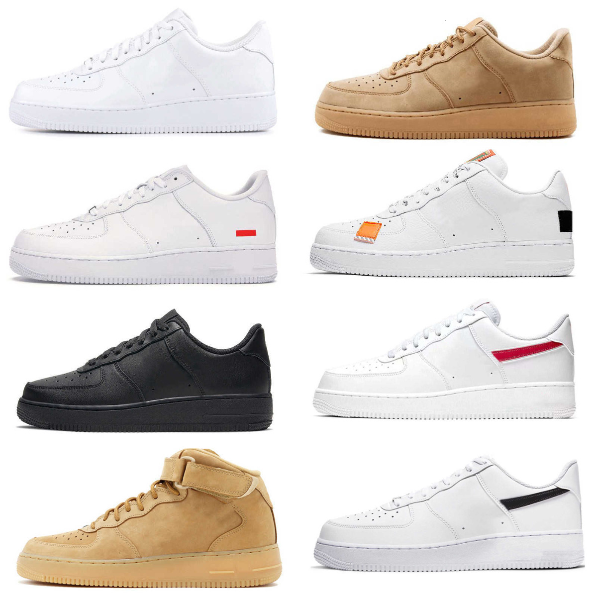 Trainers 1 07 ForC Casual Shoes Men Women Low All White Pure Black Wheat Skateboard ONE Leather Original Designers VINTAGE Sports Shoe High Running Outdoor Sneakers