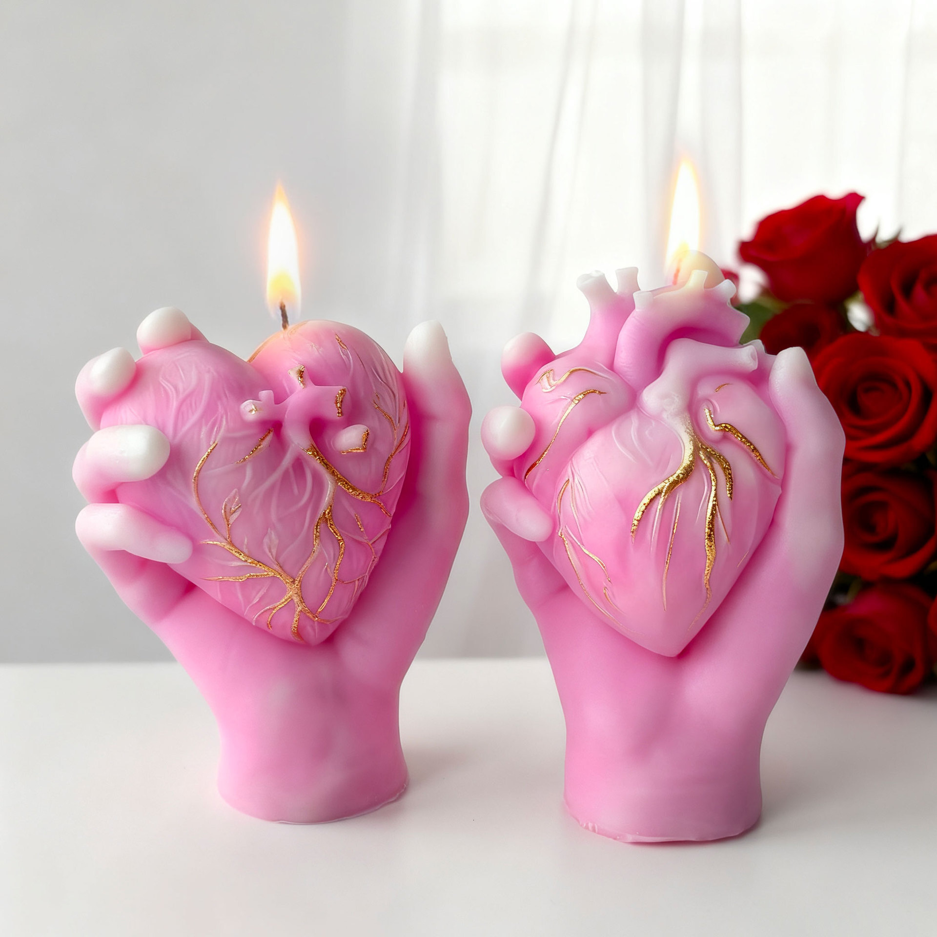 Heart-Shaped Aromatherapy Candle Decorative Silicone Mold DIY Handheld Heart-Shaped Plaster Mold