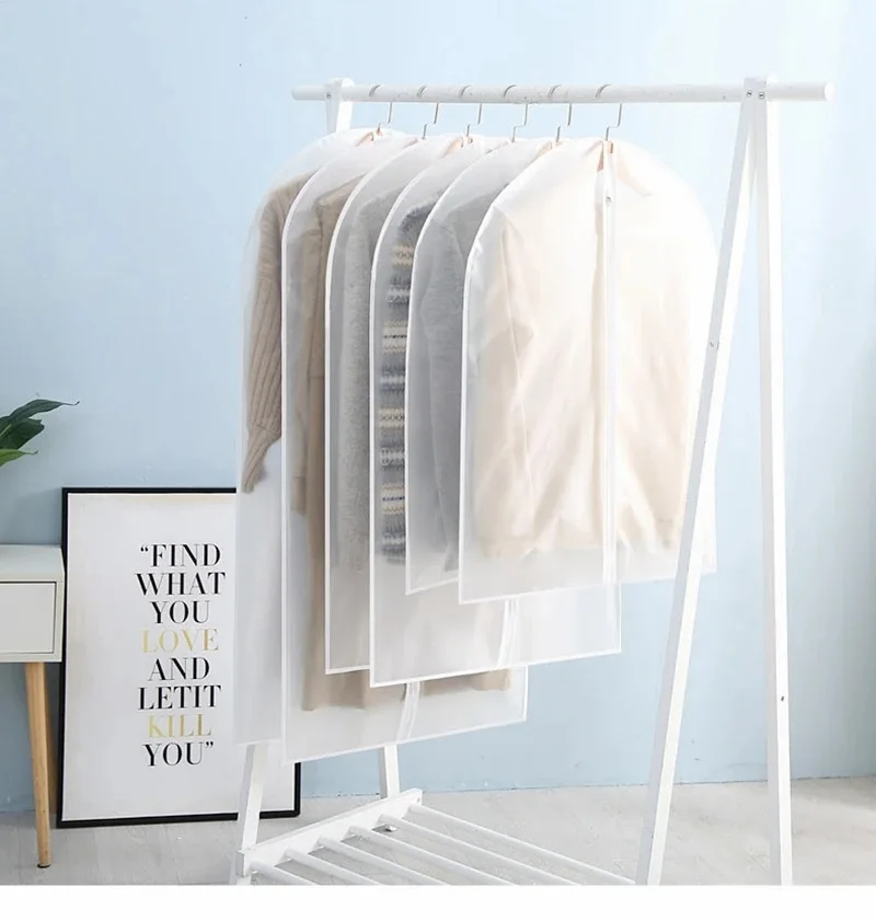 5Pcs/set Dustproof Garment Protector Clothes Hanging Dust Cover Storage Bag with Zipper For Closet Dress Suit Coat
