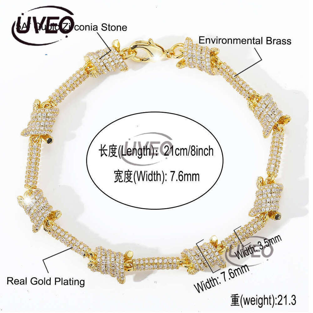 Luxury hip hop Cuban chain front, back filled with ice out VVS Moissanite bracelets for men and women Free delivery