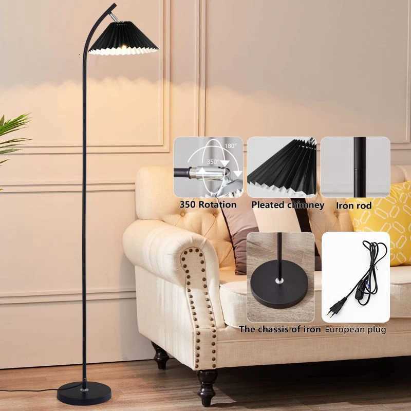 Nordic Pleated Fabric Floor Lamp Modern Simple Standing Light Living Room Decor Sofa Bedroom Led Bedside Floor Lamp Night Light M251119