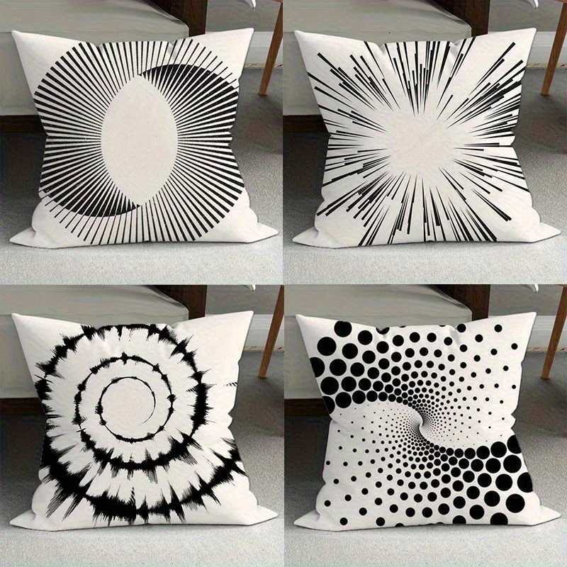 Home Decor Abstract Black and White Geometric Covers Pattern Cushion Cover Suitable for Sofa Bedroom Car CoverM251119