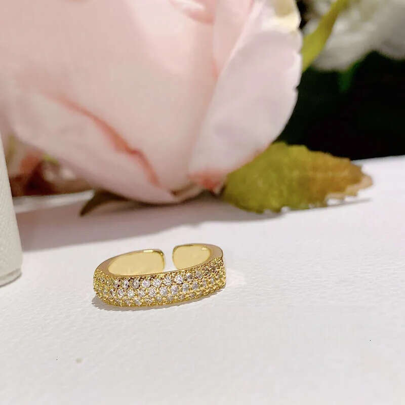 2026 INS Gold colored three rows full of diamonds Big Wedding Band Luxury Rings Set for Bridal Women Engagement Finger Party Gift Designer Jewelry - view 4