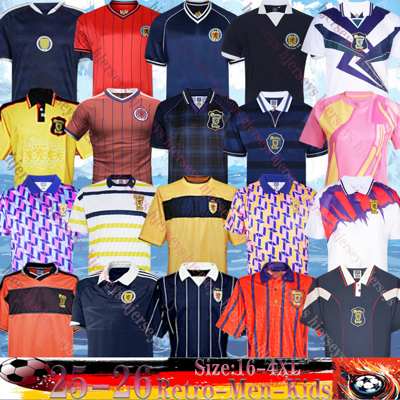 26 27 Scotland Football Shirt 78 82 87 88 89 93 94 96 02 12 14 Retro Scotland National Soccer Jersey Set 2026 2027 Home Navy Blue Away White 150 Anniversary ROBERTSON DYKES