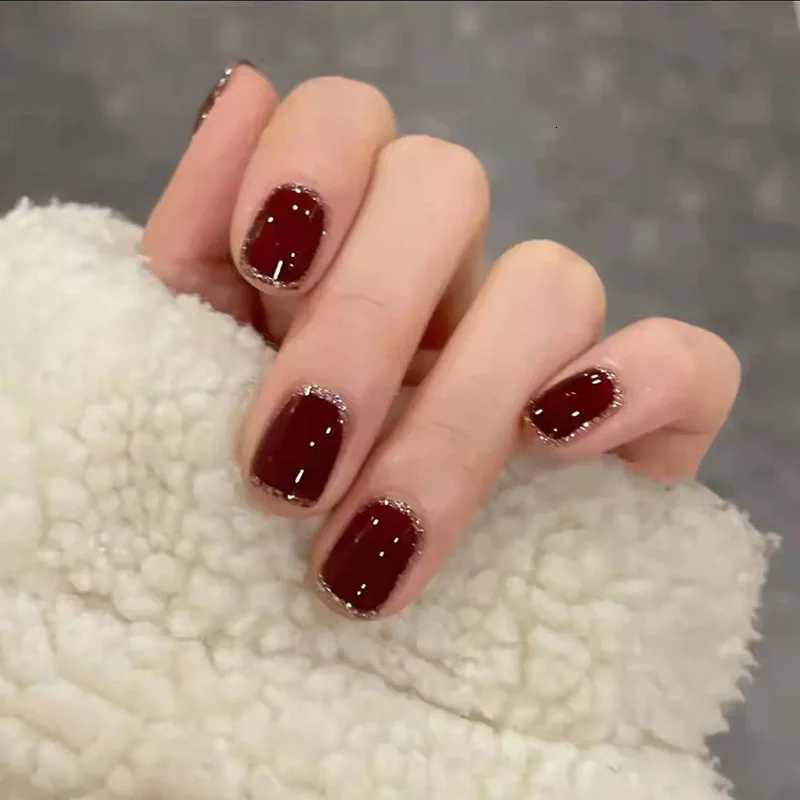 24pcs Simple Gradient Press on Nails with Star Design Short Square Fake Nail Tips Wearable Ballet False Nail Finished ManicureT251118T251119