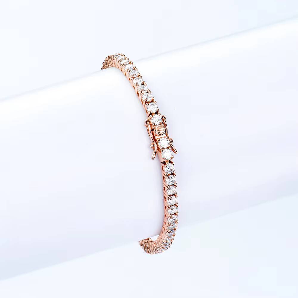 Certificated 2-3mm Round Cut DEF Moissanite Tennis Bracelet Classic 925Silver 3 Colors Silver/Gold /Rose Gold Bracelet for Gifts