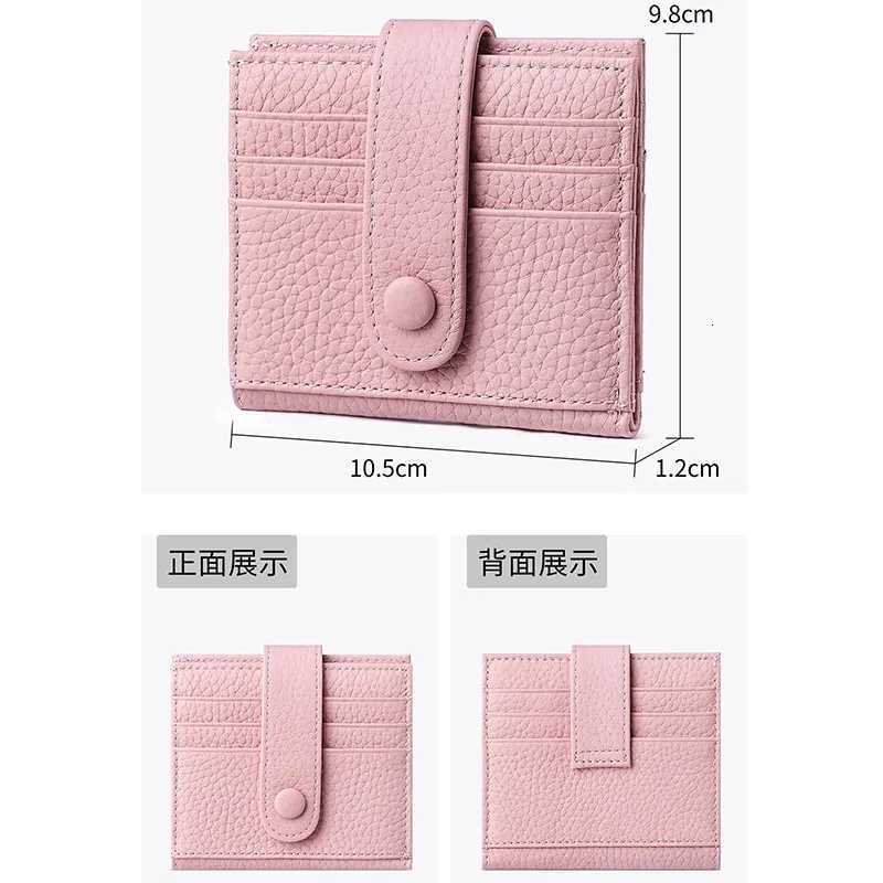 Simple Cow Leather Wallet Short Ladies Card Holder with Buckle Coin Purse Clutch Multi-Card Slot Card Holder Rfid Small WalletT251119