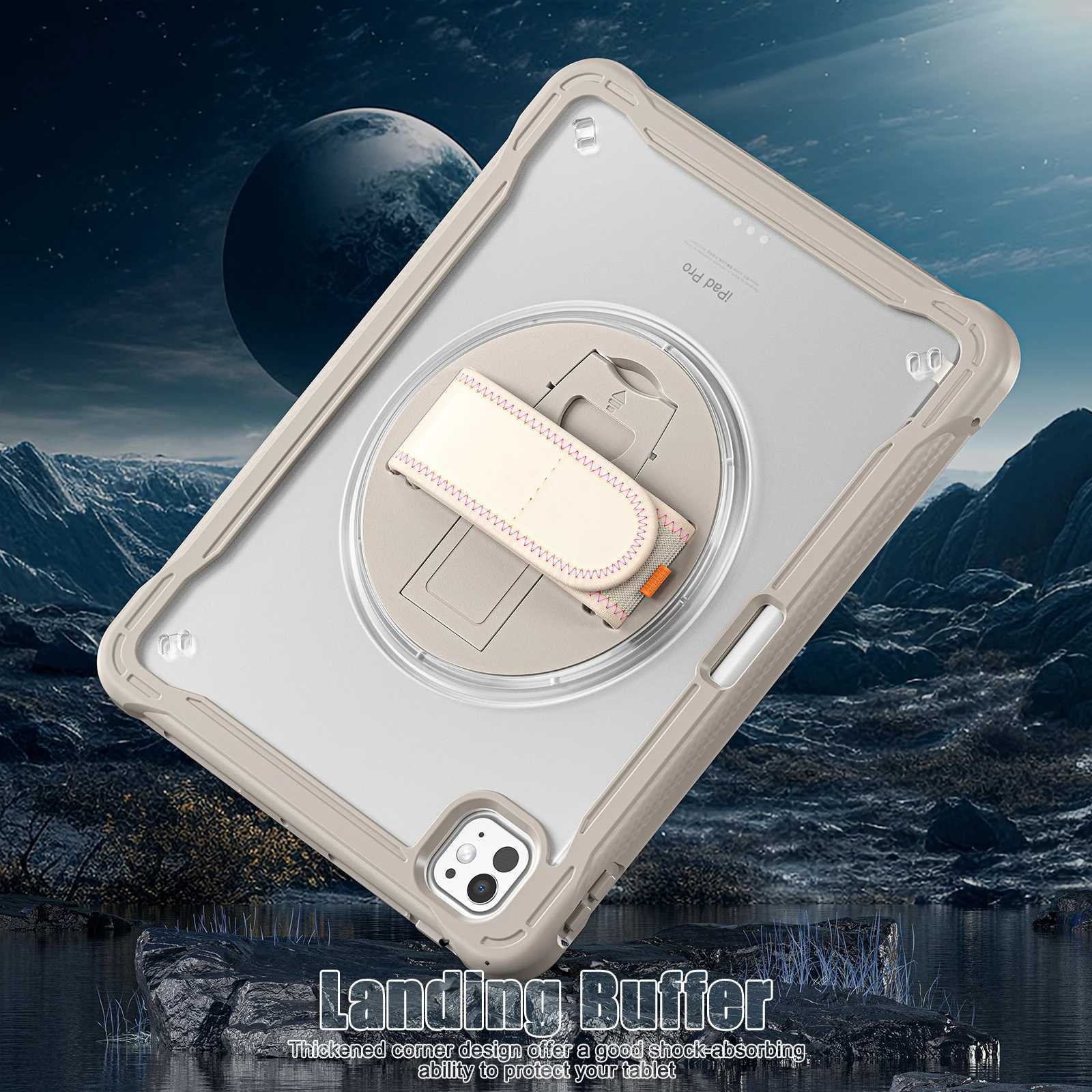 Rotating Stand Tablet Case for iPad Pro 13 11 M4 Air 4 5 6 7 8 9 10th Generation Mini Handband Shockproof Transparent Hard CoverXJ250419