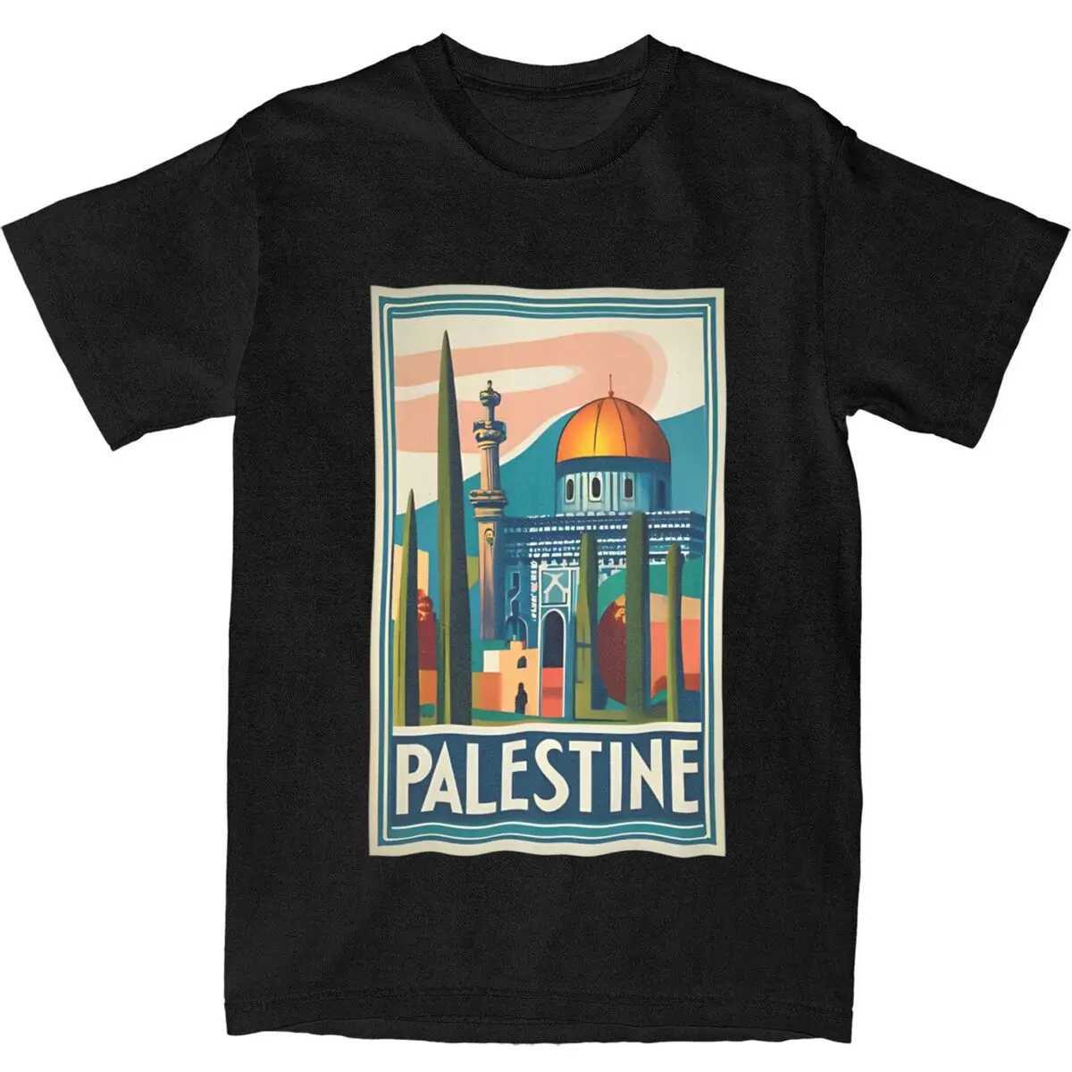 Couple T-shirt Retro Palestine Jerusalem Peace T-shirt Casual Summer T-shirt Aesthetic Printed Cotton Top Gift CreativityW250419