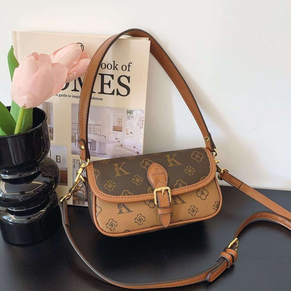 Women's spring and summer new with high-end printed shoulder versatile small square bag, trendy crossbody bag for women