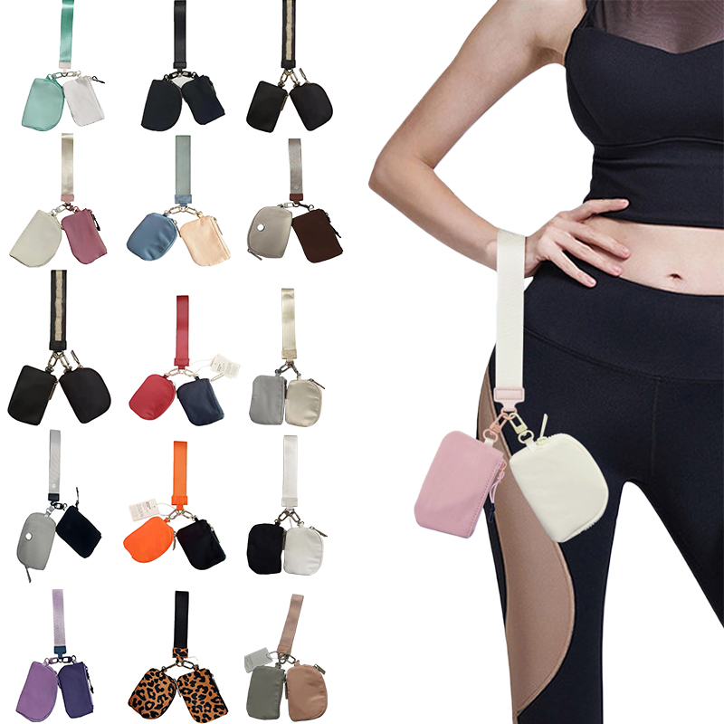 2025 Yoga Bag wristlet clutch set mini purse luluity lemonics bag Nylon Canvas Wallets Belt Purse With Zippers Wallet Portable wallet luluity lemonics keychain bag
