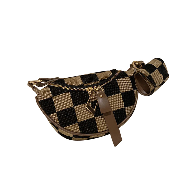 Versatile Checkered Handbag Fashion Checkered Waist Bag Dumpling Bag Crossbody Bag