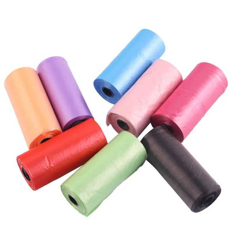Solid color Dog Poop Bag Outdoor Cleaning Poop Bag Outdoor Clean Pets Supplies for Dog 15Bags/Roll Refill Garbage Bag Random C251119